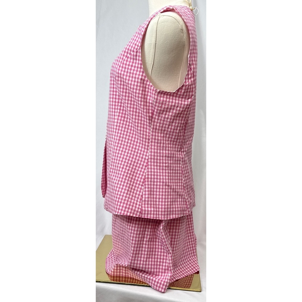 Entro Linda Sadie Gingham Romper NWT Medium‎ Pink Faux 2 Piece Flaw R30192 - Picture 4 of 9